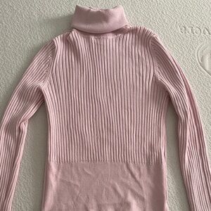 Zara Light Pink Ribbed Turtleneck Sweater